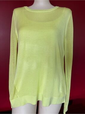 2 piece CAbi Lemon Mesh-Sleeve Lightweight Sweater